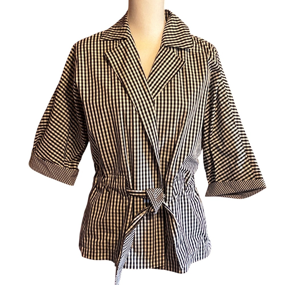 Talbots Gingham Wrap Jacket Black Size S preppy, polished, timeless, layering